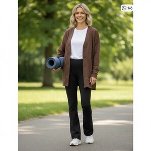 NWT MPG Women’s Serenity Split‎ Hem Fleece Cardigan Athleisure Loungewear